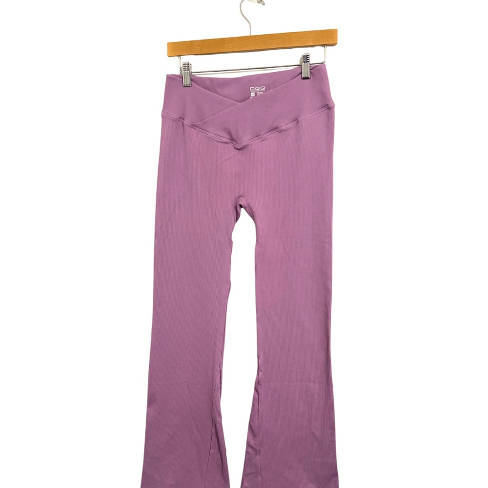 Women's Lavender Flared Ribbed Pants